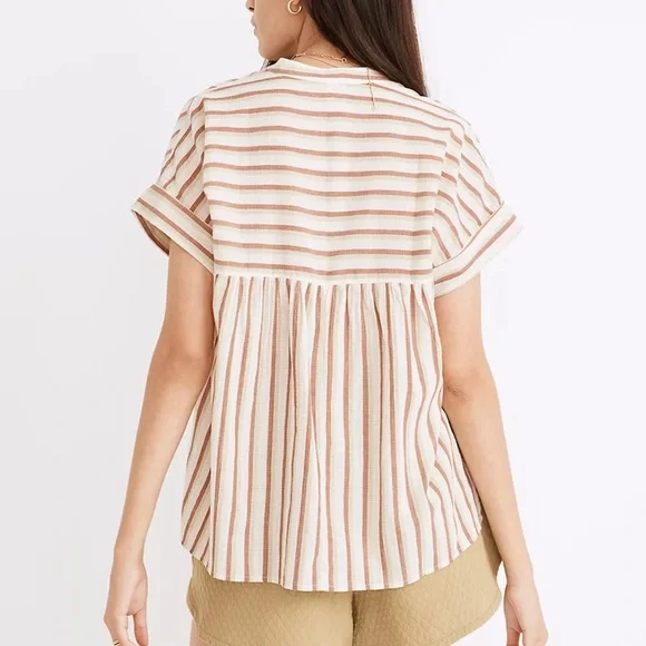 NWT Crinkle Cotton Lakeline Popover Shirt in Stripe - Size Large - Picture 3 of 10